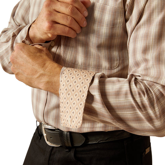 MENS ARIAT WRINKLE FREE FLEMMING FITTED L/S SHIRT- BROWN