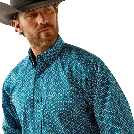 MENS ARIAT PETEY L/S SHIRT- DARK TEAL