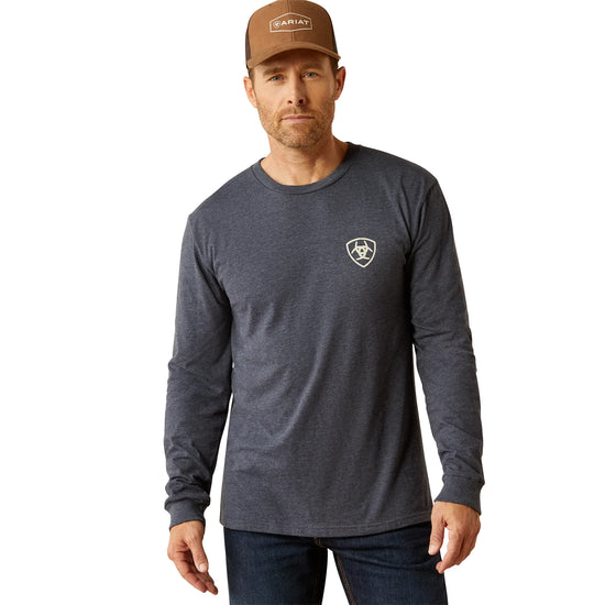 MENS ARIAT SALTILLO LOCKUP L/S TEE- NAVY