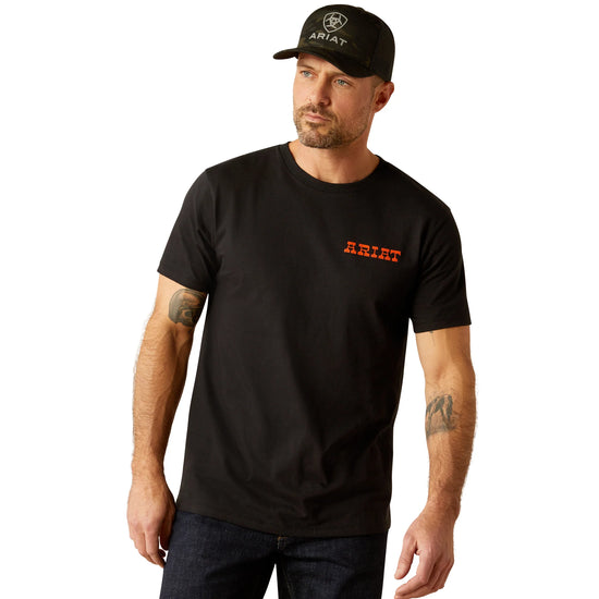 MENS ARIAT DENIM BADGE S/S TEE- BLACK