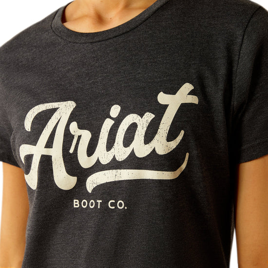 LADIES ARIAT BOOT SCRIPT S/S TEE- CHARCOAL