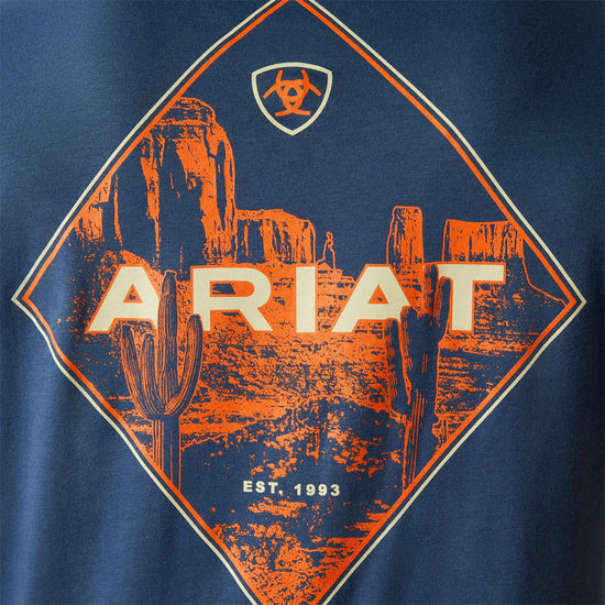 MENS ARIAT DIAMOND VALLEY S/S TEE- SPACE BLUE