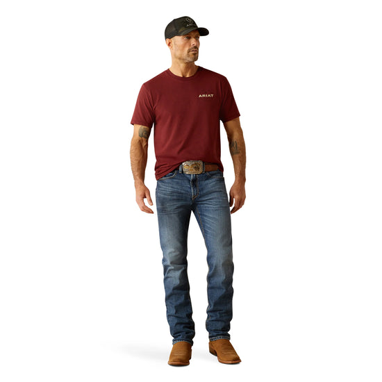 MENS ARIAT EXPLORER CLASSICS S/S TEE- CRIMSON RED