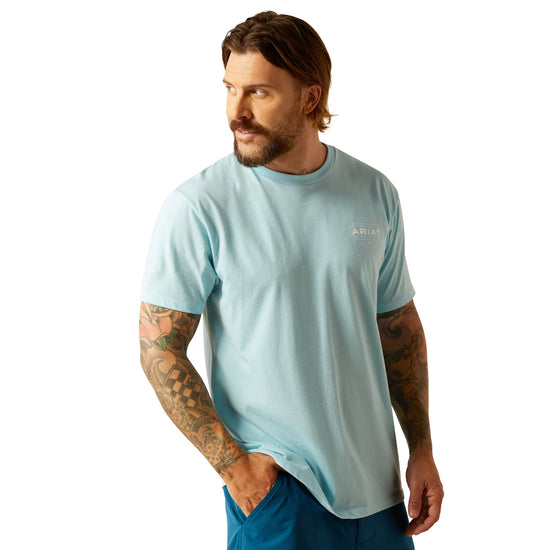 MENS ARIAT SOUTHWEST SIMPLE S/S TEE- SKY BLUE HEATHER