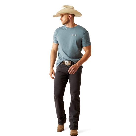 MENS ARIAT EAGLE ROCK S/S TEE- LIGHT DENIM