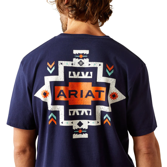 MENS ARIAT SOUTHWEST POCKET S/S TEE- CLASSIC BLUE