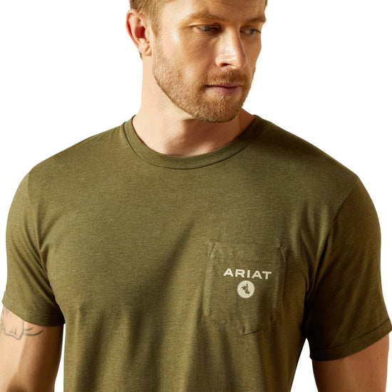 MENS ARIAT ROPED DIAMOND S/S TEE-MILITARY HEATHER