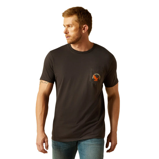 MENS ARIAT EAGLE LARGE S/S TEE- VINTAGE BLACK