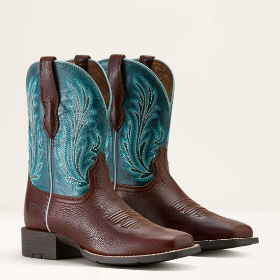 LADIES ARIAT ROUND UP FILLY- OILED TEAK/LOYAL BLUE