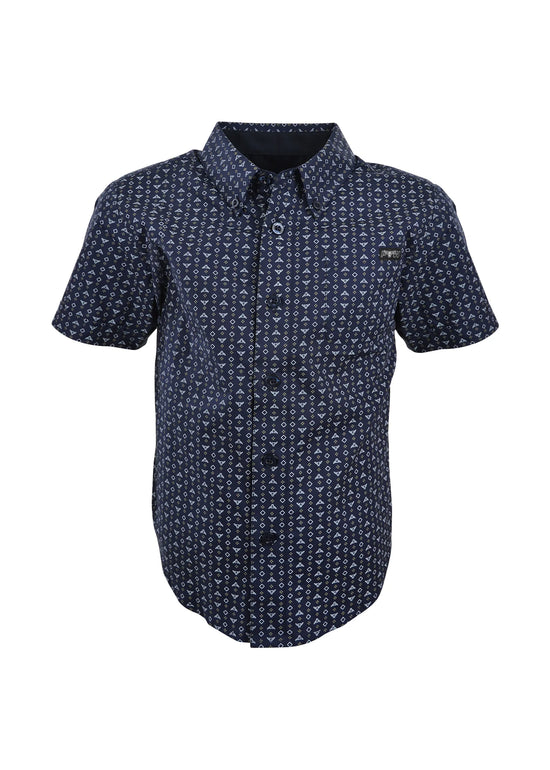 BOYS PURE WESTERN BAILEY PRINT BUTTON S/S SHIRT