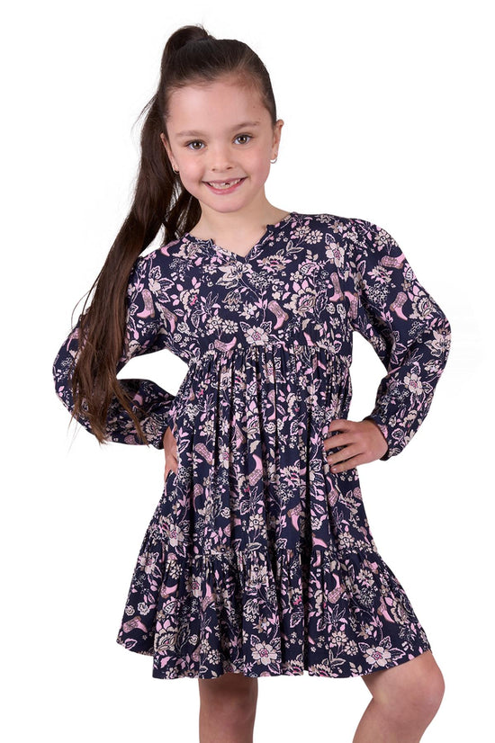 GIRLS PURE WESTERN GRETAL L/S DRESS