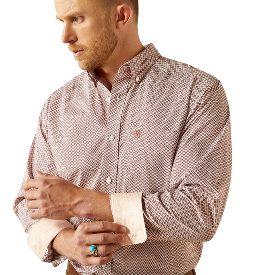 MENS ARIAT WRINKLE FREE AVERY CLASSIC FIT L/S SHIRT- BRICK