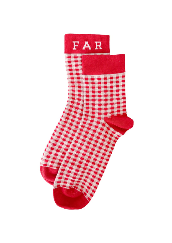 FAR MER CHERRY CHECK SOCKS
