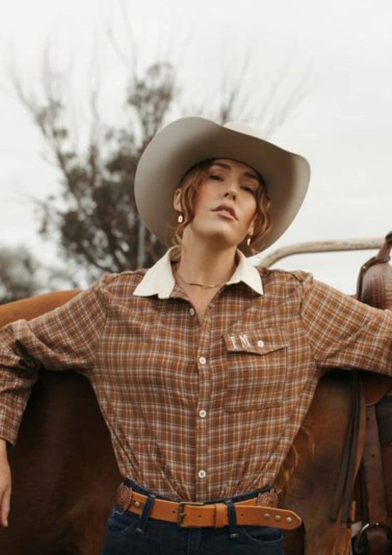 LADIES FAR MER HOMESTEAD CHECK BUTTON-UP