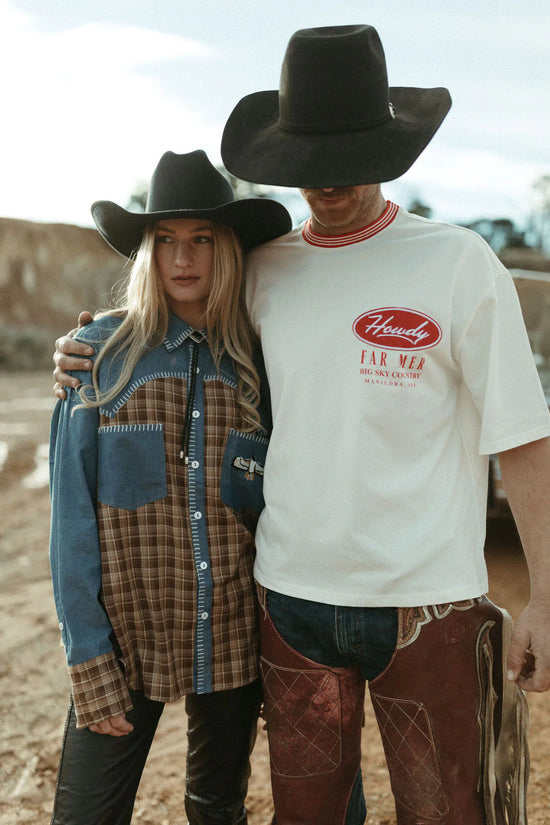 LADIES FAR MER TEXAS YOKE BUTTON UP