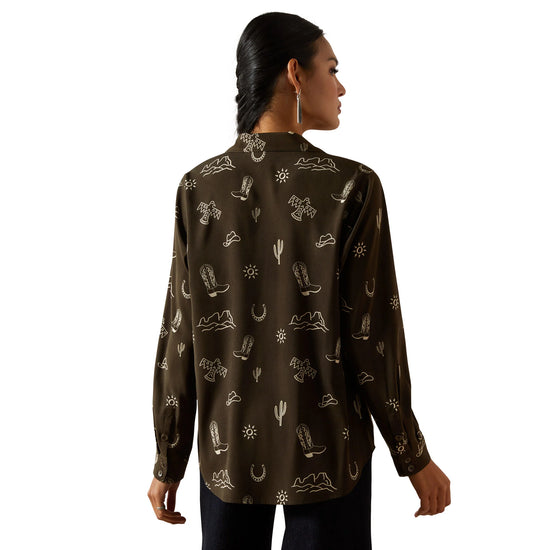 LADIES ARIAT HOMESTYLE L/S SHIRT- LAYLA PRINT