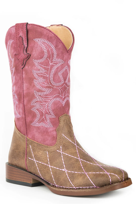 KIDS ROPER SQUARE TOE CROSSCUT RASPBERRY