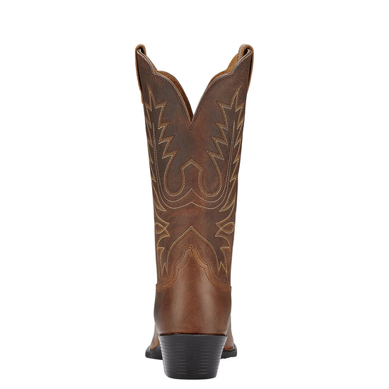 LADIES ARIAT HERITAGE WESTERN R-TOE DISTR BRN BOOTS