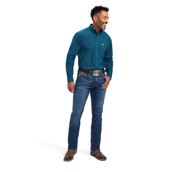 MENS ARIAT FREDDIE CLASSIC L/S SHIRT- OAHU TEAL