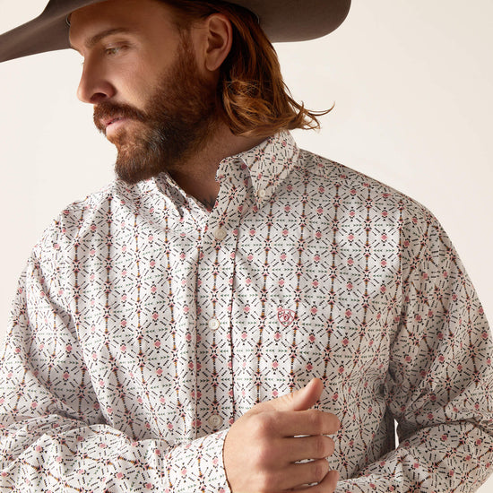 MENS ARIAT EDGAR L/S SHIRT- WHITE
