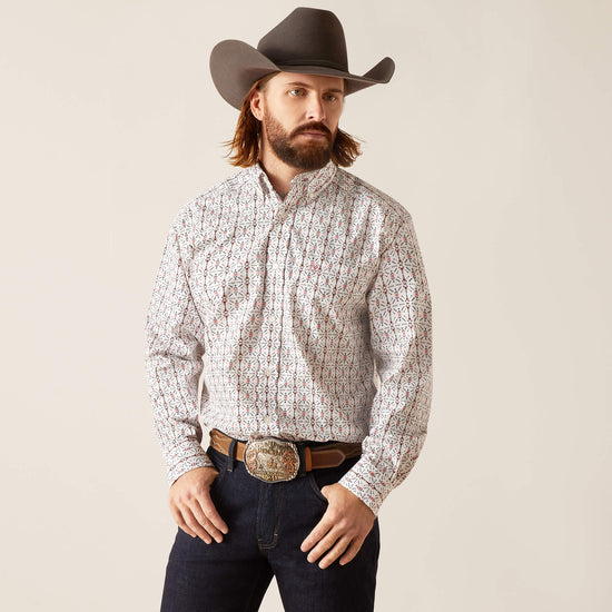 MENS ARIAT EDGAR L/S SHIRT- WHITE