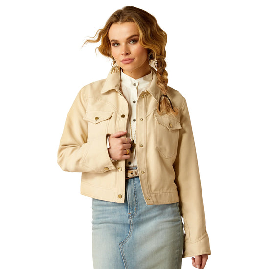LADIES ARIAT RODEO CROPPED JACKET- OYSTER GRAY