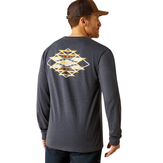 MENS ARIAT SALTILLO LOCKUP L/S TEE- NAVY