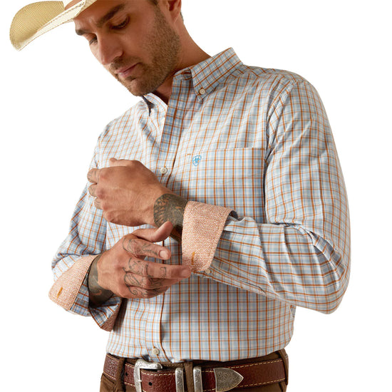 MENS ARIAT WRINKLE FREE BRENDAN FITTED L/S SHIRT-LIGHT BROWN