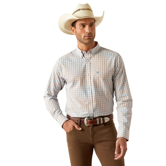 MENS ARIAT WRINKLE FREE BRENDAN FITTED L/S SHIRT-LIGHT BROWN