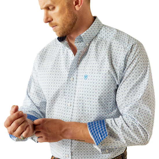 MENS ARIAT WRINKLE FREE BAKER CLASSIC FIT L/S SHIRT- BLUE