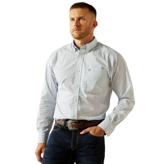 MENS ARIAT WRINKLE FREE BAKER CLASSIC FIT L/S SHIRT- BLUE
