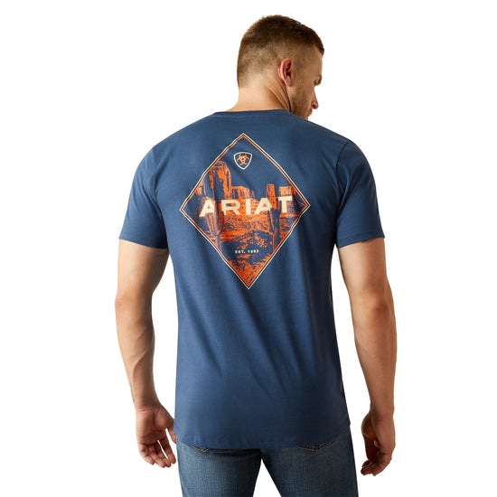 MENS ARIAT DIAMOND VALLEY S/S TEE- SPACE BLUE