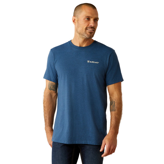 MENS ARIAT LINE FRAME HEX S/S TEE- DENIM BLACK
