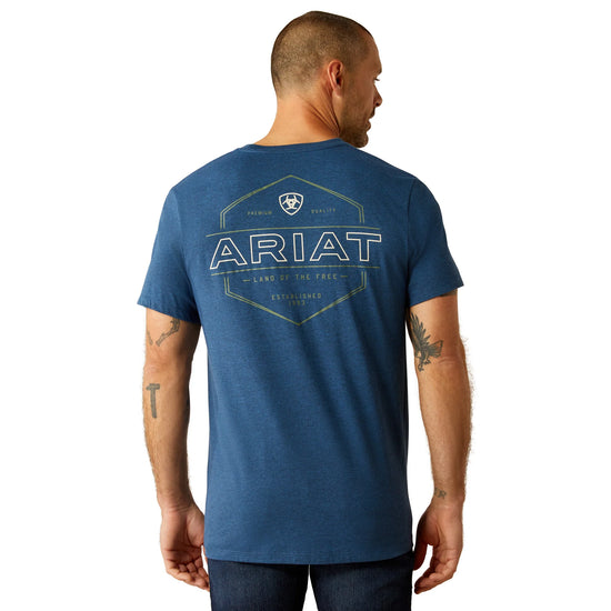 MENS ARIAT LINE FRAME HEX S/S TEE- DENIM BLACK