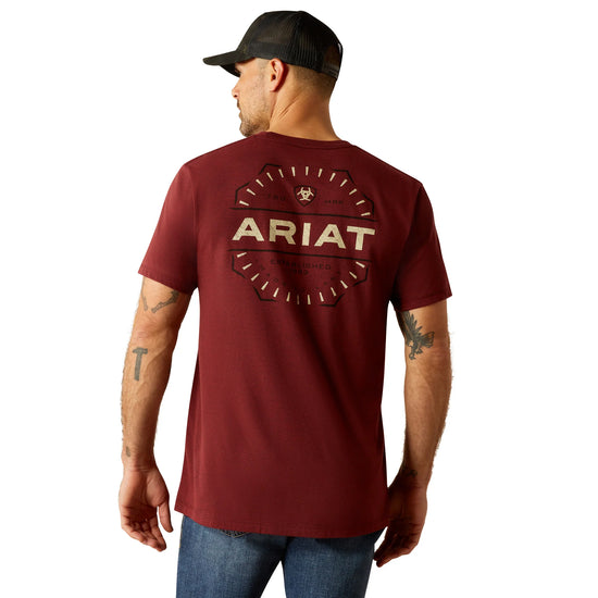 MENS ARIAT EXPLORER CLASSICS S/S TEE- CRIMSON RED