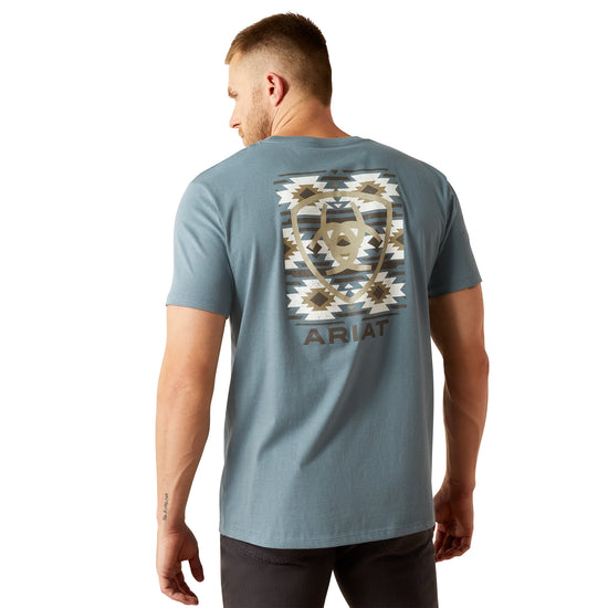 MENS ARIAT EAGLE ROCK S/S TEE- LIGHT DENIM