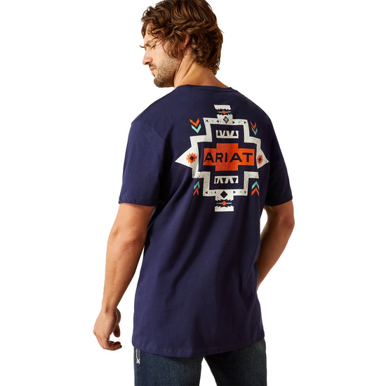 MENS ARIAT SOUTHWEST POCKET S/S TEE- CLASSIC BLUE