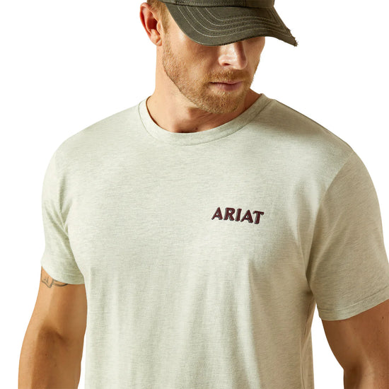 MENS ARIAT STRAIGHT SHOOTER S/S TEE- OATMEAL HEATHER