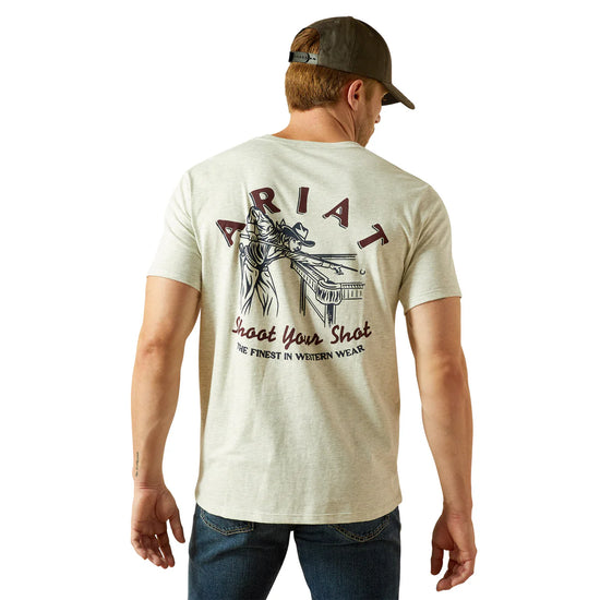 MENS ARIAT STRAIGHT SHOOTER S/S TEE- OATMEAL HEATHER