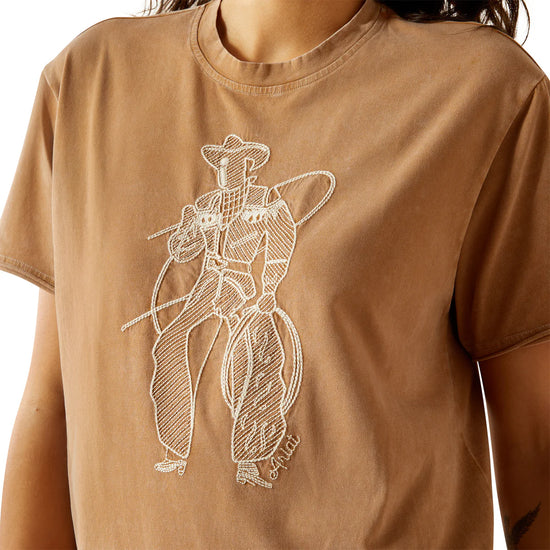 LADIES ARIAT BUCKAROO S/S TEE- TOASTED COCONUT MINERAL WASH