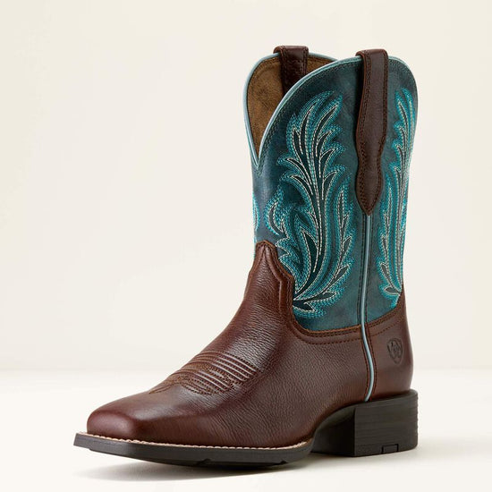 LADIES ARIAT ROUND UP FILLY- OILED TEAK/LOYAL BLUE