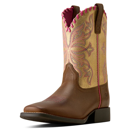 KIDS ARIAT SUNDOWN WST BOOTS- GEORGIA CLAY/ROYAL GOLD METALLIC