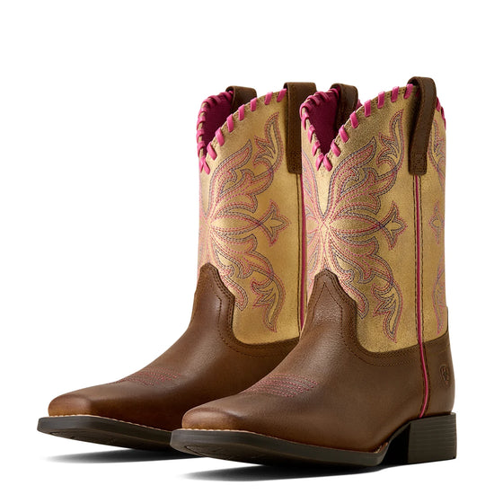 KIDS ARIAT SUNDOWN WST BOOTS- GEORGIA CLAY/ROYAL GOLD METALLIC