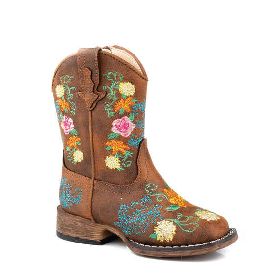 TODDLER ROPER BAILEY FLORAL TAN EMBROIDERED BOOTS