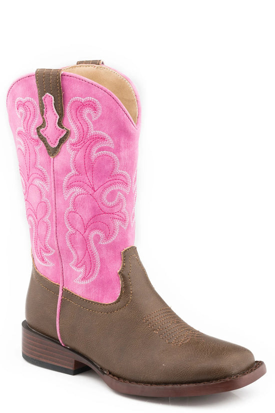 BIG KIDS ROPER BLAZE BROWN/PINK BOOTS