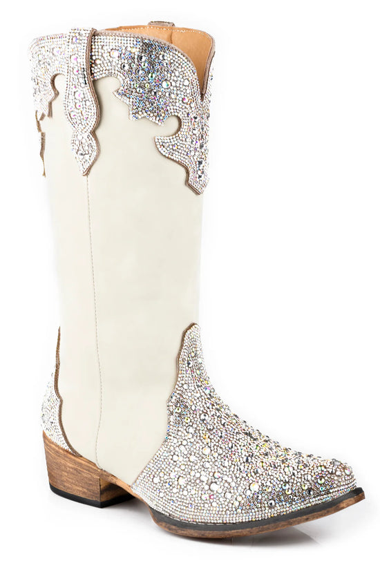 LADIES ROPER RILEY JEWELLS BOOTS- WHITE/ SILVER DIAMONTIES