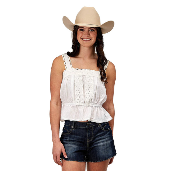 LADIES ROPER CAMISOLE TOP-SOLID WHITE