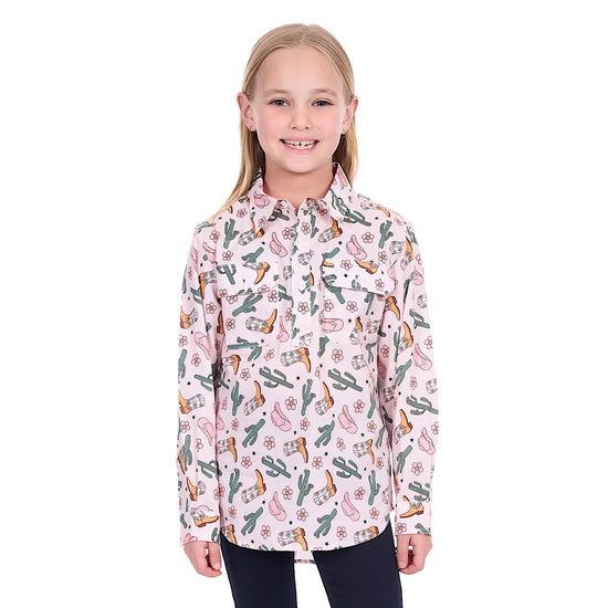 GIRLS HARD SLOG CLEO 1/2 PLKT L/S SHIRT