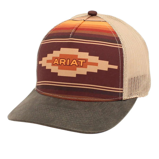 ARIAT A FIT CAP- AZTEC LOGO/TAN