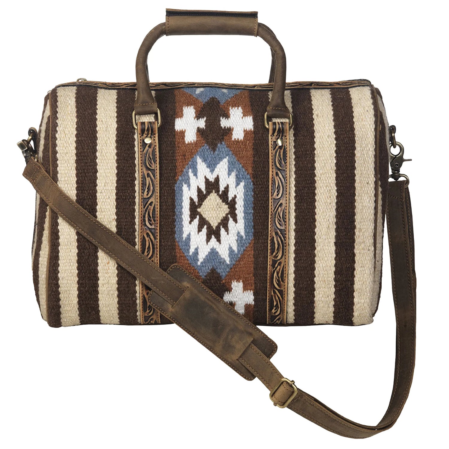 ARIAT WOOL BLANKET DUFFLE BAG- BROWN